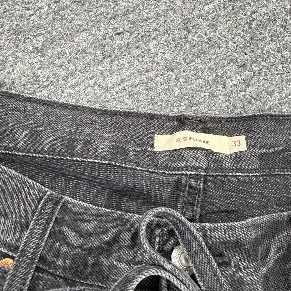 Levis Premium XL Superwide Jeans Women 33 Black Wide Leg Baggy Grunge Denim - Picture 8 of 11
